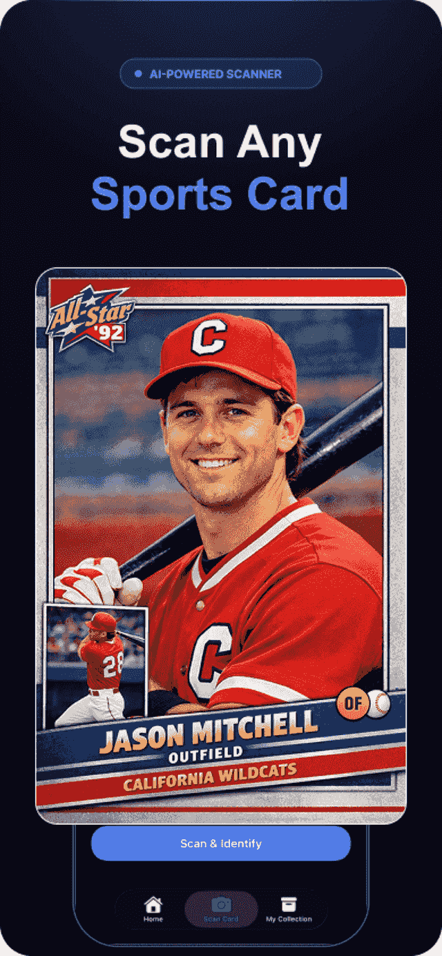 RookieScan scan screen identifying a baseball card
